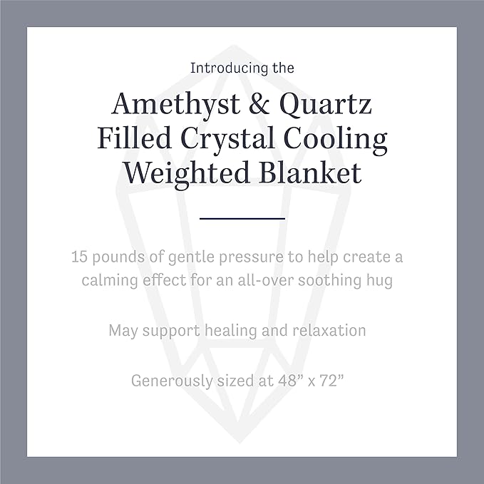 Dream Lab Amethyst and Quartz Crystal Cooling Reversible Weighted Blanket with Removable Cover, 15 Pounds, Grey