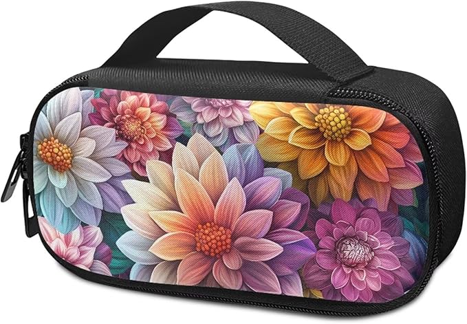 Bohemian Floral Diabetic Supplies Bag Carrying Case Organizer for Diabetes Testing Kit, Blood Glucose Monitor Kit, Meter, Test Strips, Lancets, Insulin Cooler Travel Case Daily Life