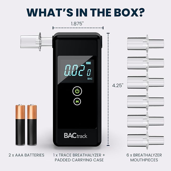 BACtrack Trace Professional Breathalyzer | DOT & NHTSA Compliant | Alcohol Tester with Police-Grade Accuracy | Portable Breathalyzers for Alcohol Testing | BAC Tester