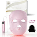 Red Light Therapy for Face, Rechargeable LED Face Mask Light Therapy, Portable Silicone Facial Mask with 4 Light Modes, Adjustable Brightness & Timer