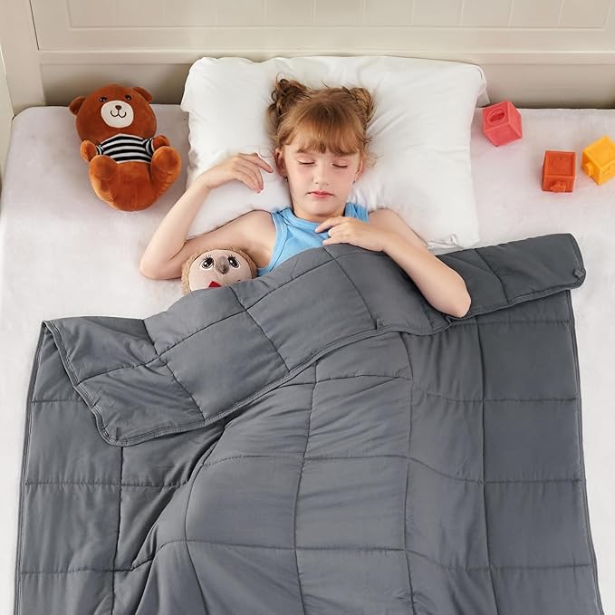yescool Weighted Blanket 10 Pounds Twin Cooling Weighted Lap Blanket, Grey Heavy Blanket for Sleeping, Weighted Throw Blanket Gifts for 80-110lbs, 48"x72"