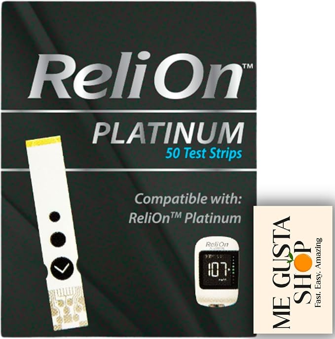 ReliOn Platinum Blood Glucose Test Strips, 50 Count (Pack of 01) + me Gusta Sticker