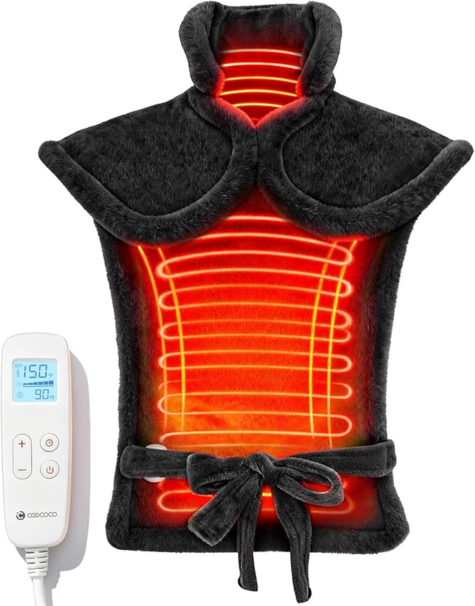 CooCoCo Heating Pad for Neck and Shoulders and Back Pain Relie, HSA Eligible 24"x33" Electric Heat Pad, Auto Shut Off, ETL Certified, Black