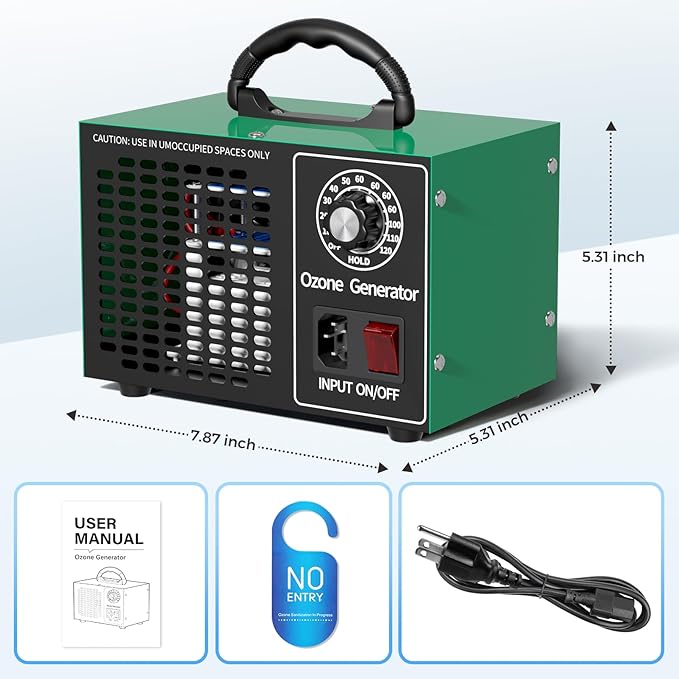 Upgraded Ozone Generator 68000mg/h，Home/Commercial Ozone Machine for Odor Removal，O3 Deodorizer with 120-Min Timer for 4000 Square Feet，Mini sized appliance for Car, Rooms, Smoke, Pets