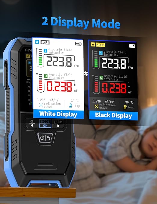 【Newly Upgraded】FNRSI ERD-10 Digital EMF Meter, Electromagnetic Field Radiation Detector with 2.4" Color Screen for Magnetic Electric RF, Temperature Monitoring, Portable Design