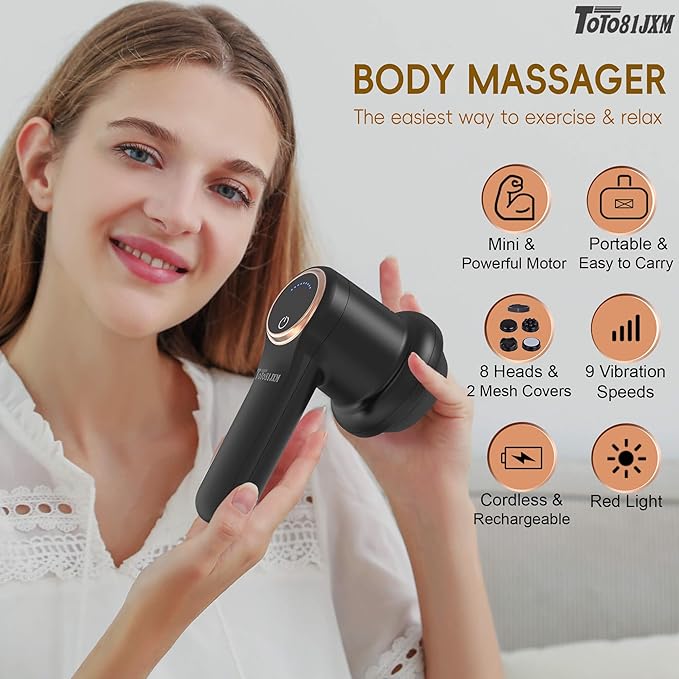 Handheld Cellulite Massager, Body Sculpting Machine, Lymphatic Drainage Device, Lipo Massage Roller for Stomach Belly Butt Arms Legs, Vibrating Massage Home Use Cordless & Mini (Black)