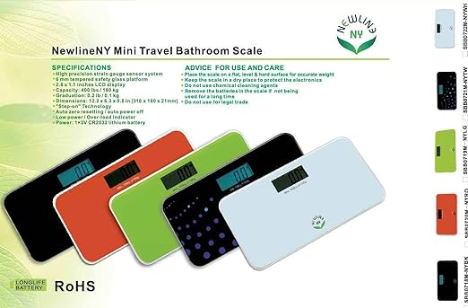 NewlineNY 700 Series Mini Travel Digital Bathroom Scales (no Sleeve) (Red)