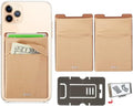 RFID Blocking Phone Card Wallet - Double Secure Pocket - Ultra-Slim Self Adhesive Credit Card Holder Card Sleeves Phone Wallet Sticker All Smartphones(Gold)-2PC