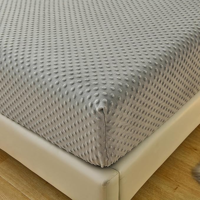 ZIQINPSQ Coral Velvet Fitted Sheet-Thickened Cold-Resistant and Warm Bed Sheets-Soft Velvet Fleece Fitted Sheets with-Elastic All Around. (LightGray, Queen)