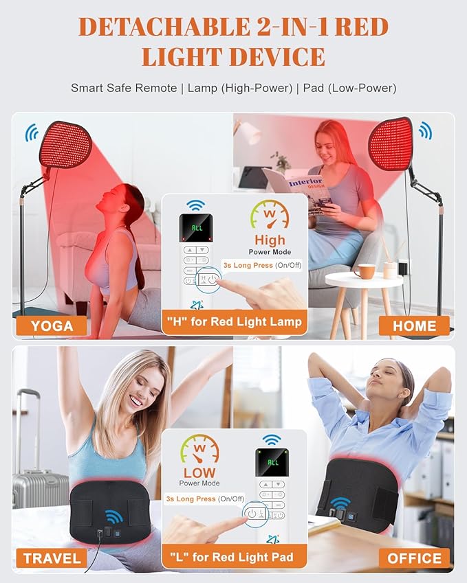 Red Light Therapy for Face Body, 50W 2-in-1 Infrared 432 LEDs Light Therapy with 660nm & 850nm Near Redlight Device Large Panel with Wireless Remote Stand Timer