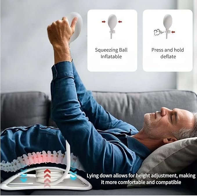 Back Stretcher for Lower Back Pain Relief, Adjustable Lumbar Traction Device, Spinal Decompression Board with Acupressure Points, Posture Corrector for Women and Men