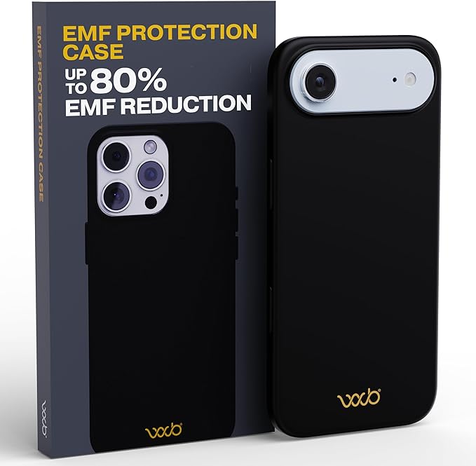WAVEBLOCK EMF Protection Silicone iPhone Case Compatible with iPhone 17 Air, Radiation Blocker, 5G Shield Reduction, Lightweight, USA Patented and Tested in FCC Lab, Black