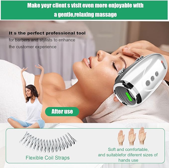 WMARK Barber Massager/Cordless HandheldMassager, Charge Neck/Legs/Hand/FaceMassager, 2 Massage Nodes 2600AMH,Silver