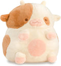 Heatable Scented Cow Plush for Period Cramp Relief & Emotional Support, Microwavable Soft Toy Plushies, Coolable Stuffed Animal for Anxiety, Cute Heating Pad for Pain Relief (Chocolate)