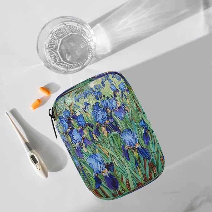 Plant Flower Beauty Pill Case Travel Pill Organizer Weekly 7 Day Portable with Zipper Medicine Box Pill Case for Vitamins, Birth Control,Fish Oils,Medication, Supplements