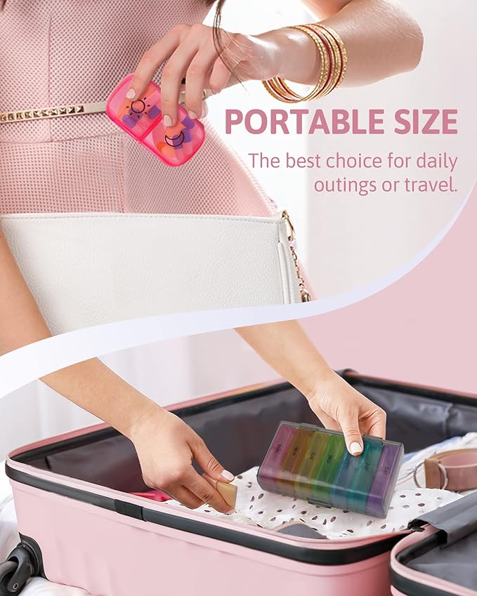 FEATY Weekly Pill Organizer 2 Times a Day with Same-Side Large Opening for Easy Filling & Retrieving, Color Tracking 7 Day AM PM Pill Box with Large BPA Free Pill Case for Vitamins, Fish Oils (Black)