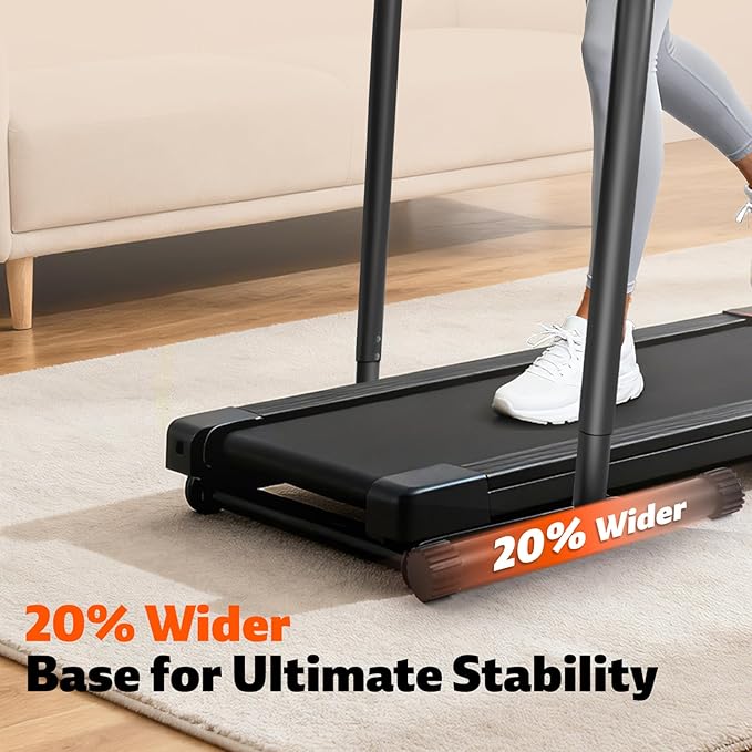 Handle Bar for Walking Pad Only, Suitable for Walking Pad up to 19.7" Wide, Adjustable Treadmill Handlebar Height from 34" to 42", Tall People Friendly, Extended Base, with Cup Holder, Black