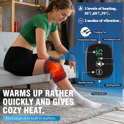 MOAJAZA Knee Massager with Heat and Vibration, Heating Pads for Knee Shoulder Elbow Deep Issue
