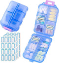 Travel Pill Organizer Portable Pocket Pill Case Small Pill Box for Purse Medicine Organizer Have 10 Compartments Storage Vitamin Fish Oil by INVODA (1PCS Blue+Lables)