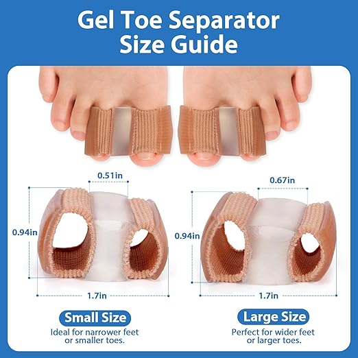 Bunion Toe Separators for Overlapping Toes, 3-Point Support Gel Toe Spacers with 2 Fabric Lining Loops for Toe Protectors, Bunion Corrector for Women Men Big Toe (4 Pack, L)