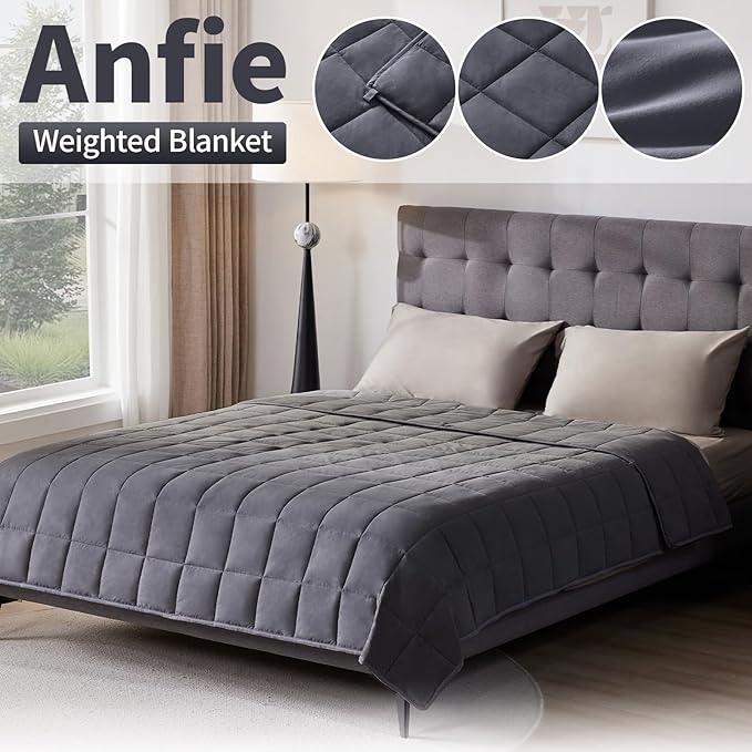 Weighted Blanket Twin Size (48"x72" 20lbs),Ultra Soft and Cozy Cooling Weighted Blanket Twin Size for Adult,Heavy Blanket with Machine Washable Soft Blanket, Dark Grey