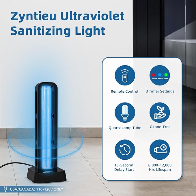 39W UV Light Sanitizer with Remote Control and 3 Timers – Ozone Free Home Disinfection Device, Kills Germs, Viruses, Mold and Dust Mites – Whole Room Ultraviolet Light for Home and Office