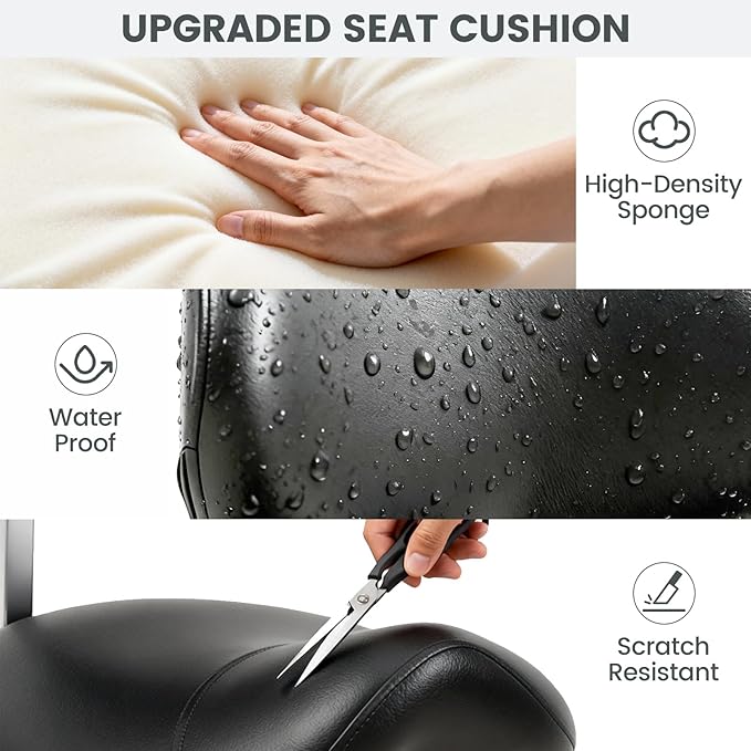 FreSup Saddle Stool, Ergonomic Saddle Chair with Back Support,Tattoo & Esthetician Chair with Wheels, Anti-Fatigue Design for Salon, Dental, Lab, Office and Home Kitchen (Black)
