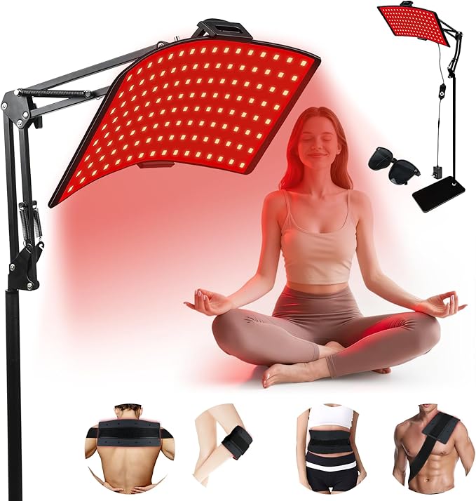 Red Light Therapy for Body & Face with Quick Clip, Infrared Light Therapy Lamp with Adjustable Stand, 660nm & 850nm Red Light Therapy Panel for Waist Knee, Muscle Recovery