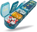 Large Pill Organizer Weekly - SHIJOINYU 7 Day Pill Box with Easy-Open Design, Daily Medicine Pill Organizer for Vitamins, Supplements, Fish Oils and Medications - Blue