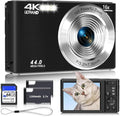 Digital Camera 4K, 2026 Upgrade Black Cameras for Teens, Autofocus Digital Point and Shoot Camera for Kids with 16X Zoom, 64GB SD Card, Compact Small Camera for Boys Girls Teens Kids Gift