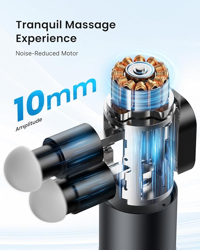 RENPHO Duo Mini Massage Gun with Double Heads, Deep Tissue Back Massager, 3 Modes with Seamless Speed Handheld Neck Massage Gun for Travel