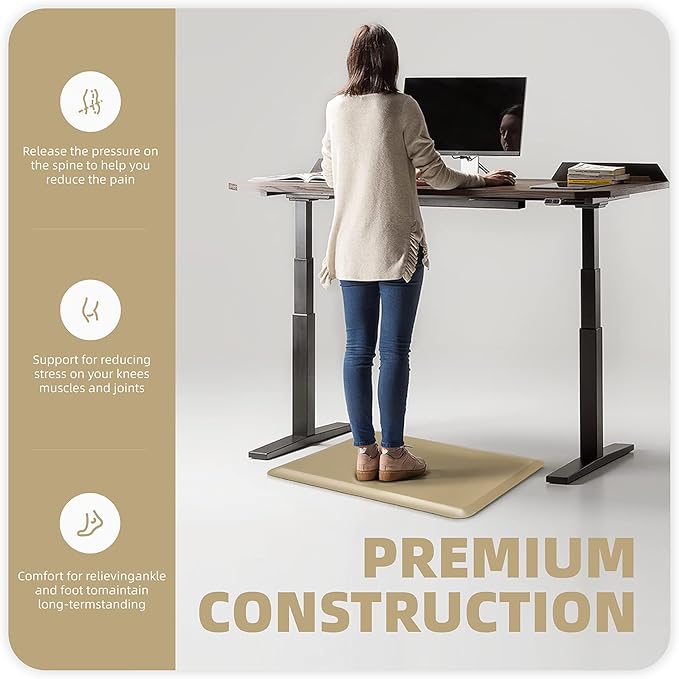 Color&Geometry Anti Fatigue Floor Comfort Mat 3/4 Inch Thick 20"x32" Perfect for Standing Desks, Kitchen Sink, Stove, Dishwasher, Countertop, Office or Garage, Brownish Yellow