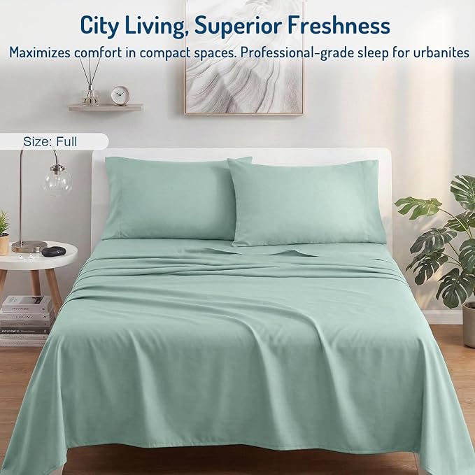Degrees of Comfort Coolmax® Cooling Bed Sheets Full Size for Hot Sleepers, Moisture Wicking Sheet Set for Night Sweats, Deep Pocket, Ultra Soft, Cozy for All Seasons, Aqua 4 Pieces