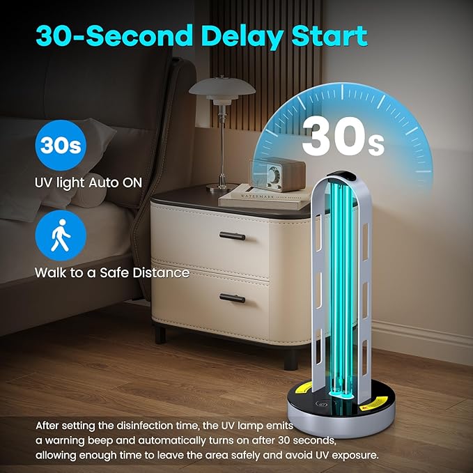 UV Light Sanitizer, Ultraviolet Lamp with Remote Control, UV Lamp with Motion Sensor,3 Speed Timings for Home, Room & Kitchen