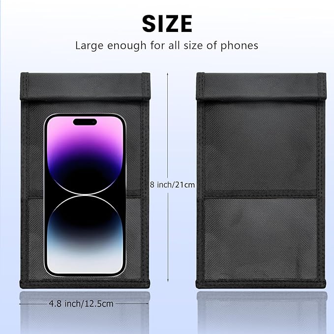 Faraday Bags for Phones, 2 Pack Go Dark Faraday Bags, Magnetic Closure Emf Blocker for Cell Phone Case Signal Blocking Pouch,Military Grade Waterproof Anti-Theft Protection,Anti-Tracking
