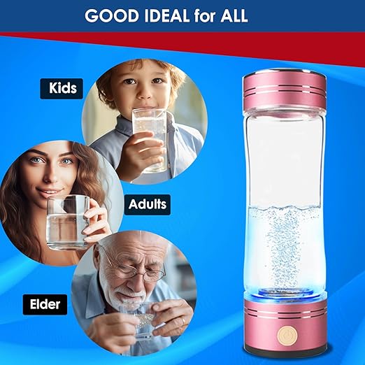 Hydrogen Water Bottle Maker Machine Hydrogen Water Generator Ionizer with SPE and PEM Technology (Light Pink)