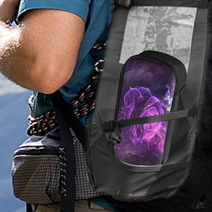 Purple Rose Butterfly Insulin Travel Bag with Handle for Insulin Pen & Medication Diabetic Care Dustproof Glucose Meter and Diabetic Supplies Storage Bag for Daily Life & Trip