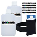 14 Pcs Urine Test Complete Kit Includes 2 White Portable Empty Bottles, Thermal Preservation Gel Bag, 10 Adhesive Temperature Test Strips, Neoprene Bag and Hi-Stretch Hidden Leg Straps, Urine Bottle