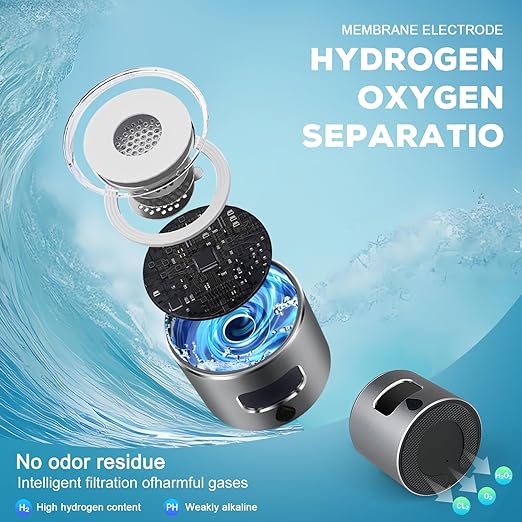 Hydrogen Water Bottle Generator, 340ml Portable Hydrogen Water Maker with SPE/PEM Technology, 5000ppb Rechargeable Ionizer Machine for Health & Wellness, BPA-Free Glass