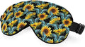 Silk Sunflower Butterfly Sleep Eye Mask, Blue, Adjustable Buckle, Soft Eye Shade Cover for Men Women Kids Travel