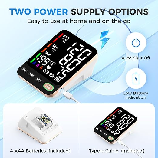 Blood Pressure Monitor, Extra Large 2 Cuffs Accurate Upper Arm Blood Pressure Machine for Home Use, 9-17''&13-21''Adjustable Blood Pressure Cuff, 6 inch Backlit Large Screen /3 User Mode