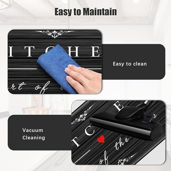 Sofort Kitchen Mat for Floor Anti Fatigue Cushioned Kitchen Mats 2 Pieces Non Slip Waterproof Rugs, Rustic Wooden Comfort Standing Mats for Office, Sink, Laundry