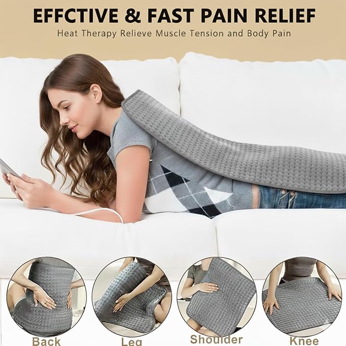 Extra Large Heating Pad for Back Pain Relief, 20x40 Inches, Full Body Heating Pad with Moist Heat Therapy, 10 Temperature Settings, 3 Auto Shut-Off Timers & Soft Flannel Cover, Gifts for Women Men