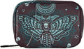 Travel Pill Organizer Bag Weekly Pill Organizer Case Gothic Skull Butterfly Portable Small Daily Pill Boxes for Vitamin Fish Oils Supplement Holder with Zipper Compact Size