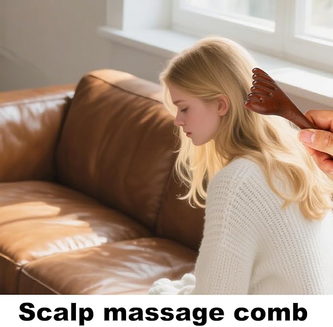 2pcs Wooden Massage Comb, Six-Claw Fishtail Scalp Massager Meridian Scalp for Eye Face Neck & Shoulder Six Touch Comb Manual Head Scratcher Massager Tool for Men & Women