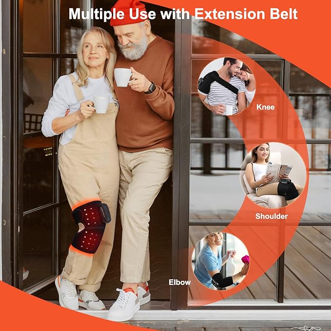 Red Light Therapy for Knee- Wirefree Rechargeable Controller, 660nm&850nm Red Light Therapy 5 Heating Modes Designed