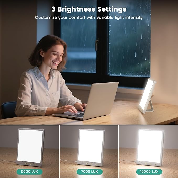 Light Therapy Lamp - 10000 Lux 3 Color Temperature & Wall Mount Therapy Light, Touch Control Daylight Lamps with Memory Function for Home/Office Use As Lift Mood.
