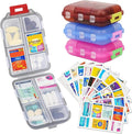 4PCS 7-Day Pill Organizer with Labels – Travel Pill Case, Daily Medication Organizer | Compact & Secure | Fits in Pocket/Purse (3.7” x 2.4”)