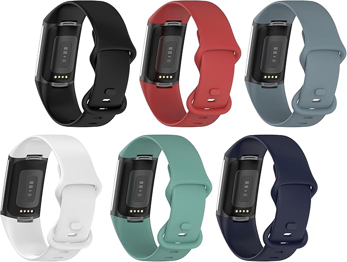 Compatible Soft Silicone Bands Sports Wristbands Replacement for Fitbit Charge 5&Charge 6 Advanced Fitness & Health Tracker Accessories Small/Large Watchbands
