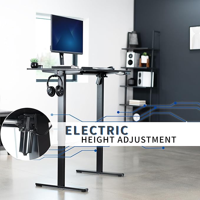 VIVO Electric 44 x 24 in Standing Desk, Memory Height Adjustment, Black Top Black Frame, DESK-E144B